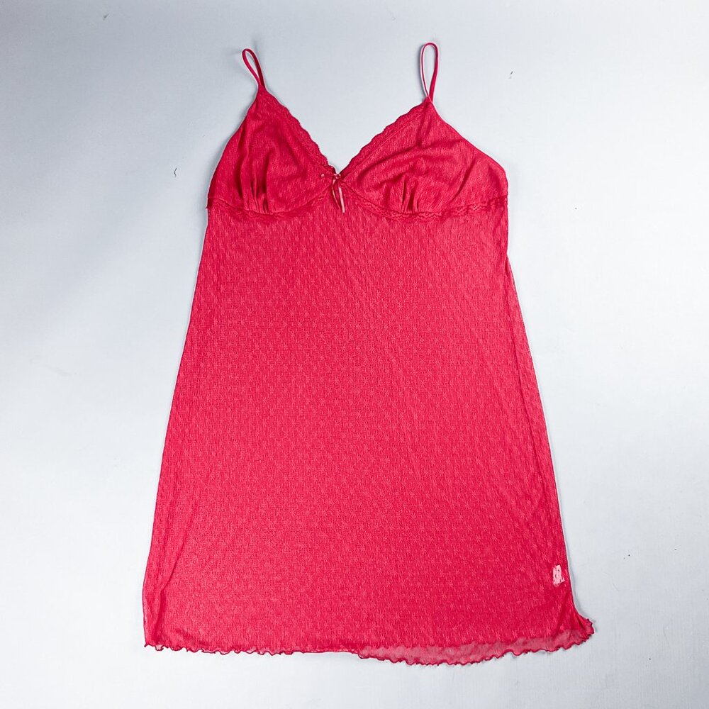 Women's Pink Lace Trim Slip Chemise